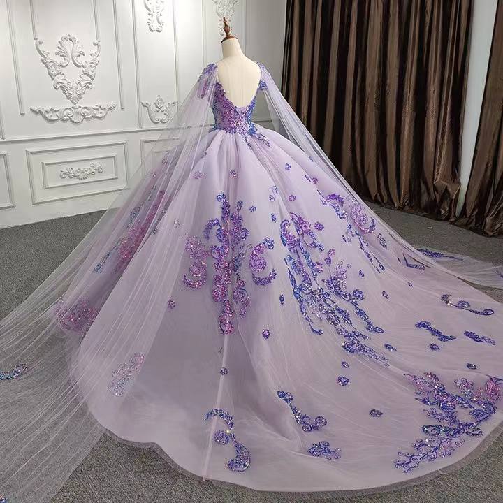 Parlak Mor Quinceanera Elbise Balo Kıyafetleri Tatlı 16 Kız Seated Apliques Vestidos De Fiesta 15 Doğum Günü Partisi Elbiseler