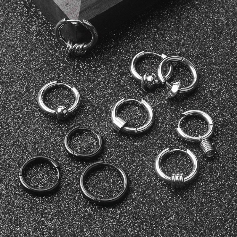 Petites boucles d'oreilles de cerceau pour femmes hommes punk cartilage percing anneau stainles acier rond cercle oreille tragus helix bijoux tendance