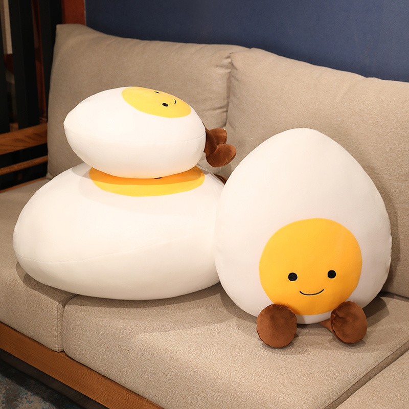 Peluche di uova sode di cartone animato da 40 cm Kawaii creativo uovo farcito abbraccio cuscino schienale del divano decorazioni divertenti regali bambini
