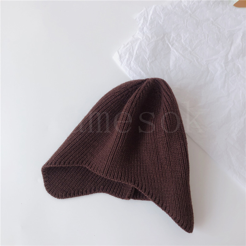 Solid Color Baby Earcuff Hats For Kids Girls Boys Knitted Hat Autumn Winter Soft Warm Children Beanies Caps DE934