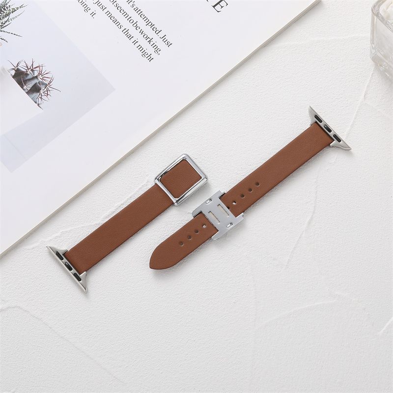 Faixa de couro com fivela de metal para relógio de maçã 42mm 49mm 44mm 41mm 40mm 38mm Pulseiras de cinto de laço substituíveis Iwatch 8 Ultra 7 6 5 4 3 Acessórios da série