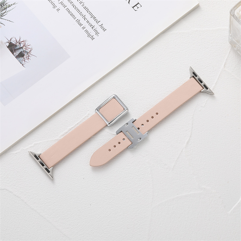 Faixa de couro com fivela de metal para relógio de maçã 42mm 49mm 44mm 41mm 40mm 38mm Pulseiras de cinto de laço substituíveis Iwatch 8 Ultra 7 6 5 4 3 Acessórios da série