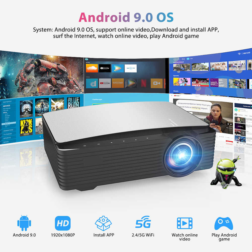 Проекторы Thundeal YG650 K25 Projector Full HD 1080p Большой экран светодиодный Proyector YG653 5G 2.4G Wi -Fi Android Phone Beamer 3D Video Theatre T221216