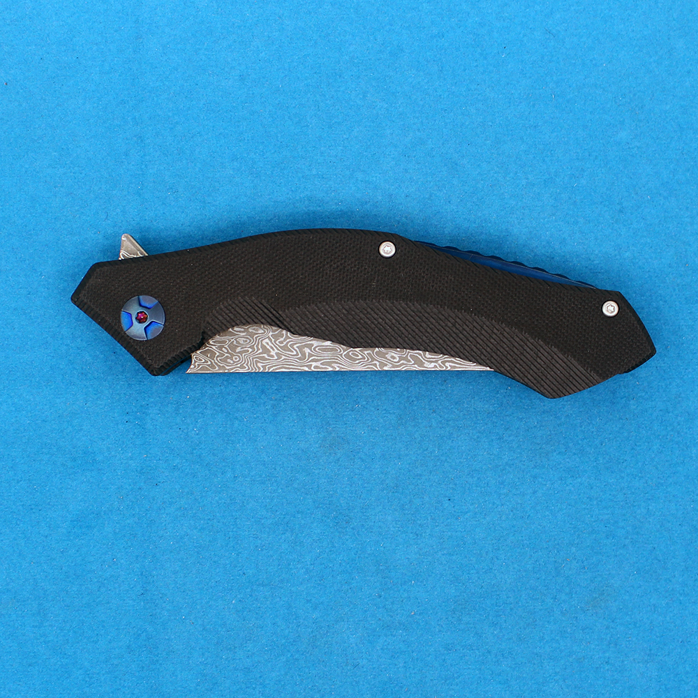 Couteau pliant Flipper extérieur VG10 lame en acier damas G10 avec poignée en tôle d'acier inoxydable couteaux de dossier de poche EDC R1248