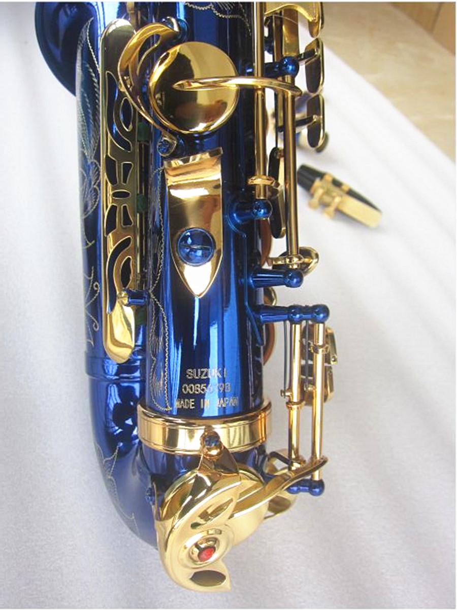 Alto Saxofone Instrument E-flat azul key dourado sax sáxtocusto ligadura rastreio musical instruments acessórios