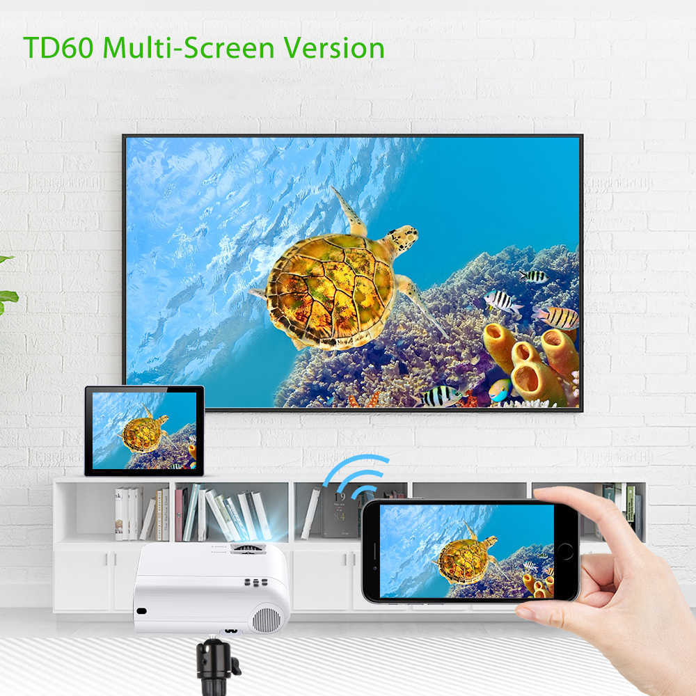 Projectors Thundeal Mini Projector TD60 Portable Home Cinema för Full HD 1080p Multiscreen Video 3D Beamer WiFi LED Movie Game Projector T221216