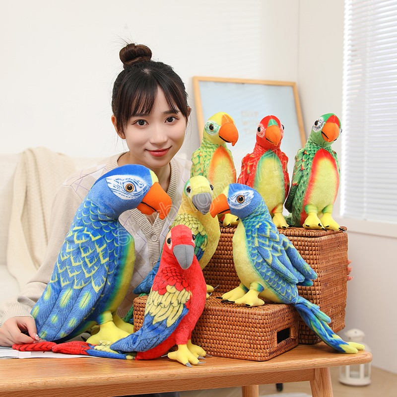 26/38cmシミュレーションオウムカラフルな繊細な生涯の鳥のような鳥のクリエイティブアニマルオーナメントぬいぐるみぬいぐるみ