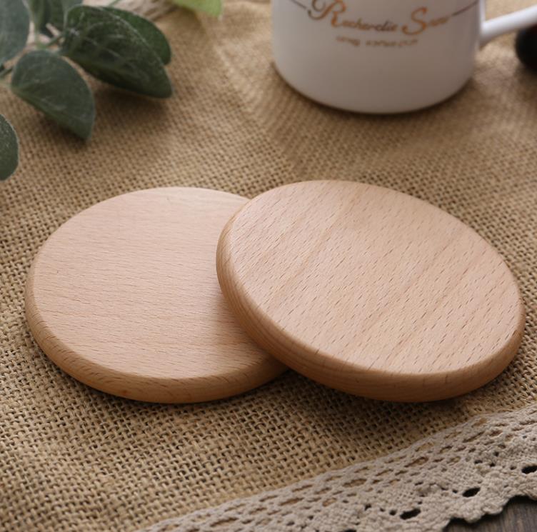 Wooden Coasters Pads Round Square Beech Wood Black Walnut Mat for Drink Cups Cafe Bar Home Kitchen Table Protector Mats SN529