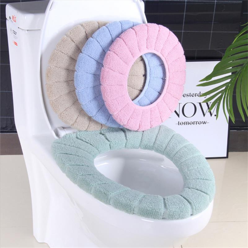 Comfortable Thick Knitted Velvet Bathroom Toilet Seat Cover Washable Closestool Standard Pumpkin Pattern Soft Cushion