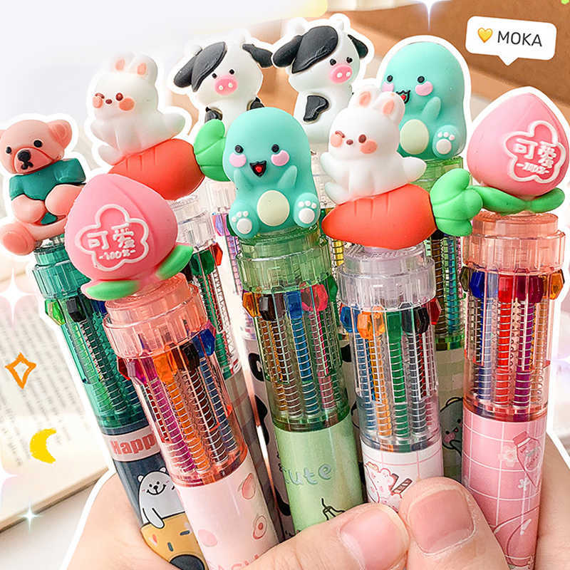 5 couleurs dessin animé Animal stylo à bille multicolore stylo à bille mignon Mini stylos nouveauté étudiant cadeaux bureau école fournitures d'écriture