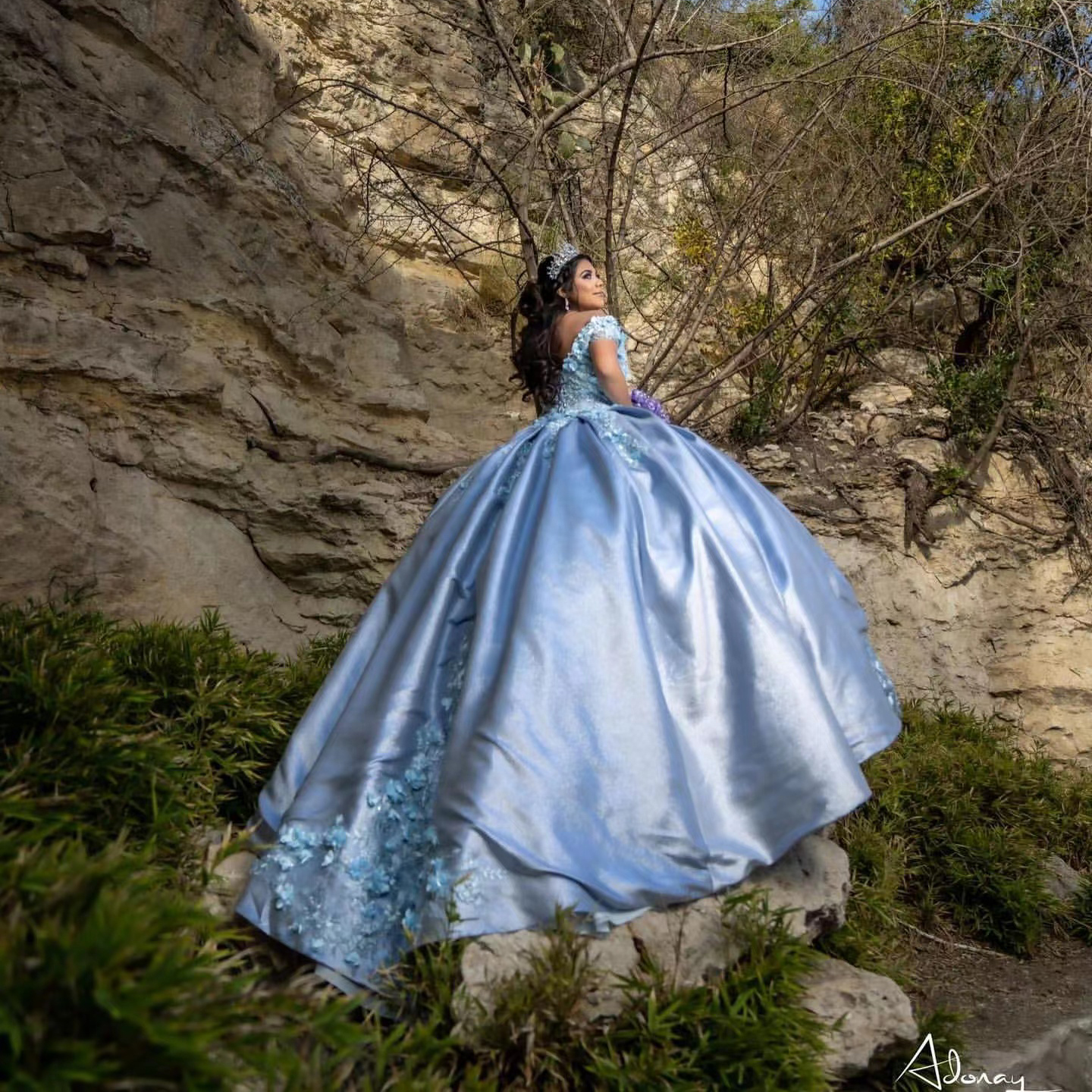 Robe De Quinceanera bleu clair, avec des Appliques De fleurs 3D, en dentelle, épaules dénudées, robes De luxe, 16 robes De Fiesta