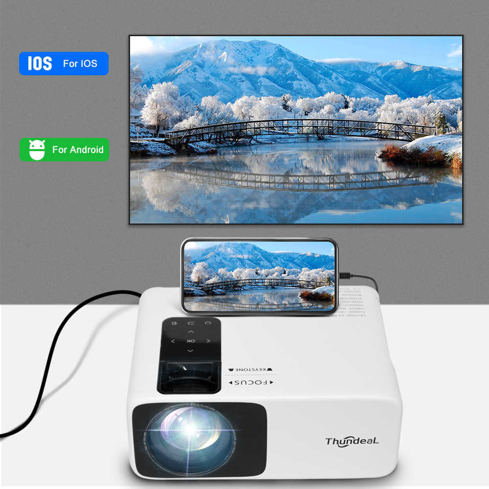 Projecteurs ThundeaL TD93Pro Projecteur Full HD 1080P Portable 2K 4K Vidéo WiFi Android Projecteur TD93 Pro Home Cinéma Cinéma Téléphone Beamer T221216