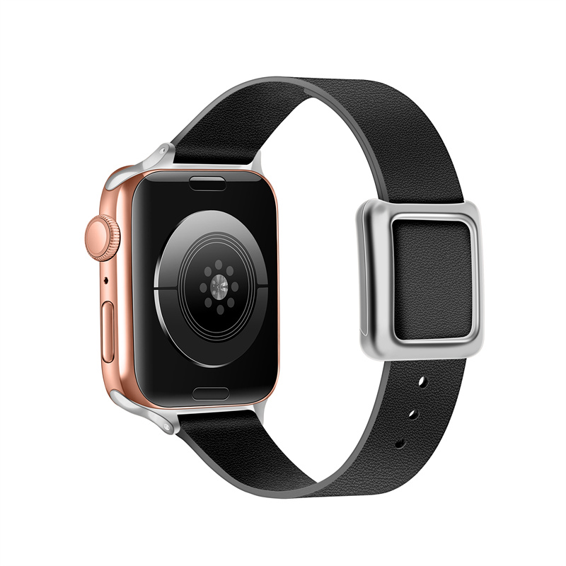 Apple Watch用の金属バックル付きレザーバンドストラップ42mm 49mm 44mm 41mm 40mm 38mm交換可能ループベルトリストバンド8ウルトラ7 6 5 4 3シリーズアクセサリー