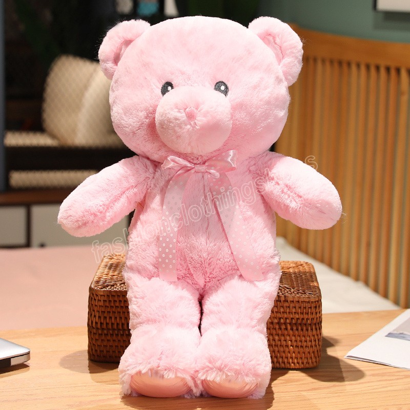 50 cm Kawaii Pink Teddy Bear Pluszowa zabawka Śliczna nadziewana miękka zwierzęcy niedźwiedź z wstążką dla dzieci dziecięce dzieci prezenty urodzinowe Walentynkowe prezenty