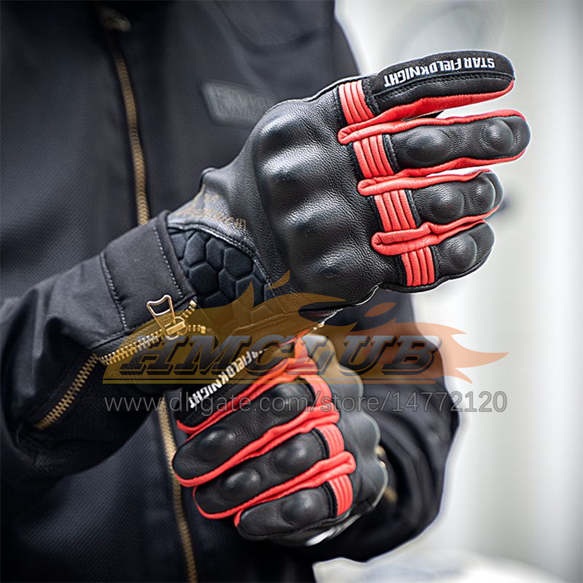 ST684 Gants de moto rétro en cuir de chèvre véritable, écran tactile complet, Protection des articulations, accessoires de motocross