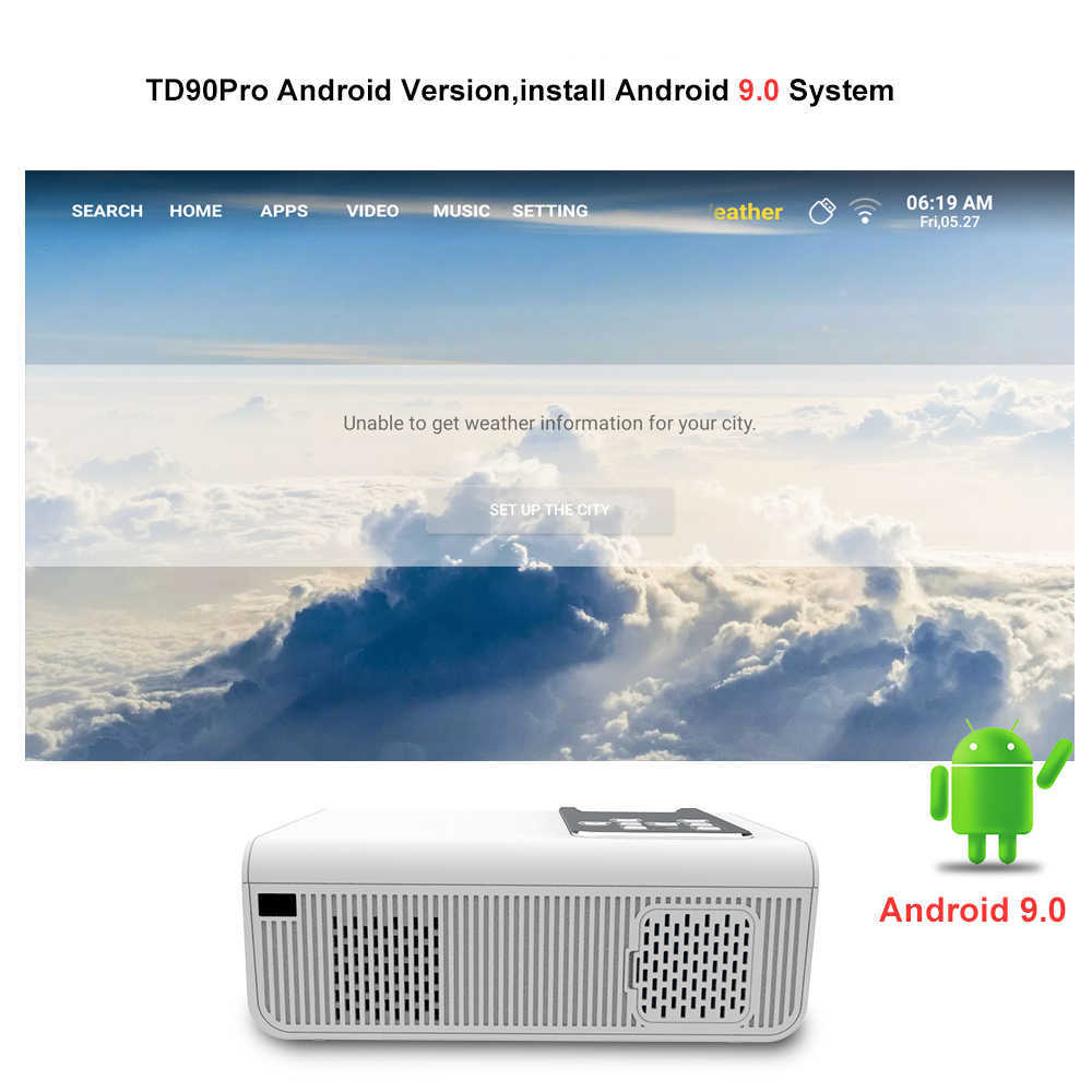 أجهزة العرض Thundeal TD90 Pro Ful HD Projector Mini LED Android WiFi TD90PRO Native 1080p Projector Video Home Cinema 3D Portable Proyector T221216