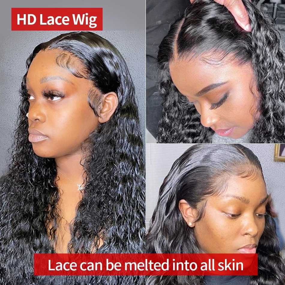 Lace Wigs Deep Wave Frontal Curly Human Hair Bob Brazilian for Black Women 30 Inch Hd Transparent 13x4 Water Front 221212