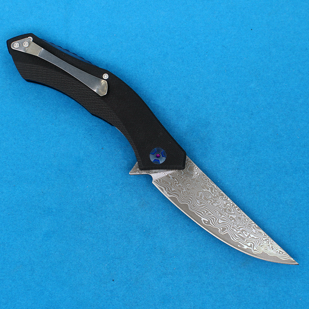 Couteau pliant Flipper extérieur VG10 lame en acier damas G10 avec poignée en tôle d'acier inoxydable couteaux de dossier de poche EDC R1248