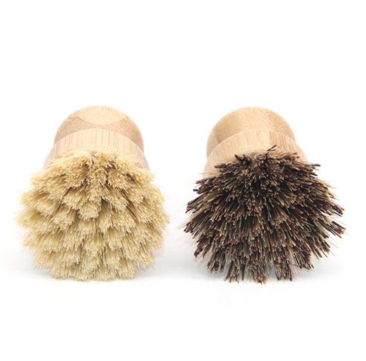 Brosses à récurer la vaisselle en bambou épurateurs de nettoyage en bois de cuisine pour laver la casserole en fonte Poils en sisal naturel SN527