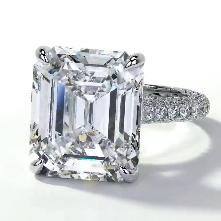 Fedi nuziali in argento sterling 925 con fidanzamento di design con diamanti taglio smeraldo alla moda gioielli da regalo all'ingrosso con dito blu da donna
