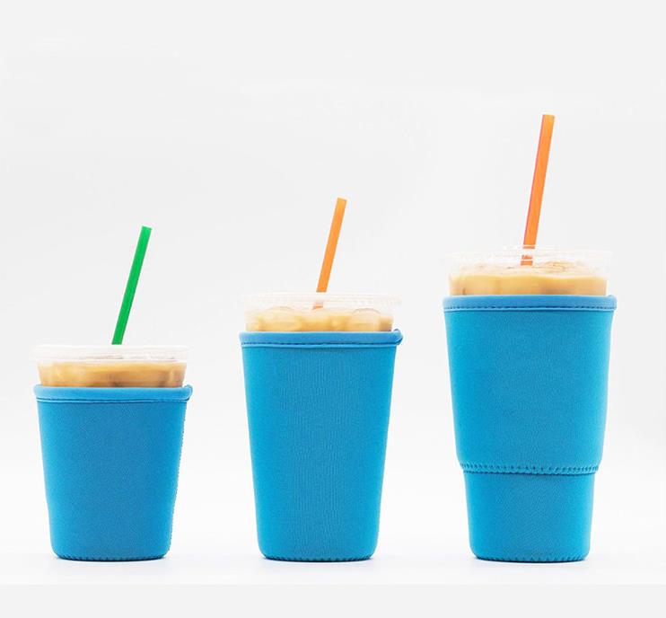 5 couleurs Drinkware Poignée Réutilisable Iced Coffee Sleeve Isolant Cup Sleeves 30 oz 20 oz 16 oz Pour boissons froides Boissons Porte-gobelets en néoprène Housse SN517
