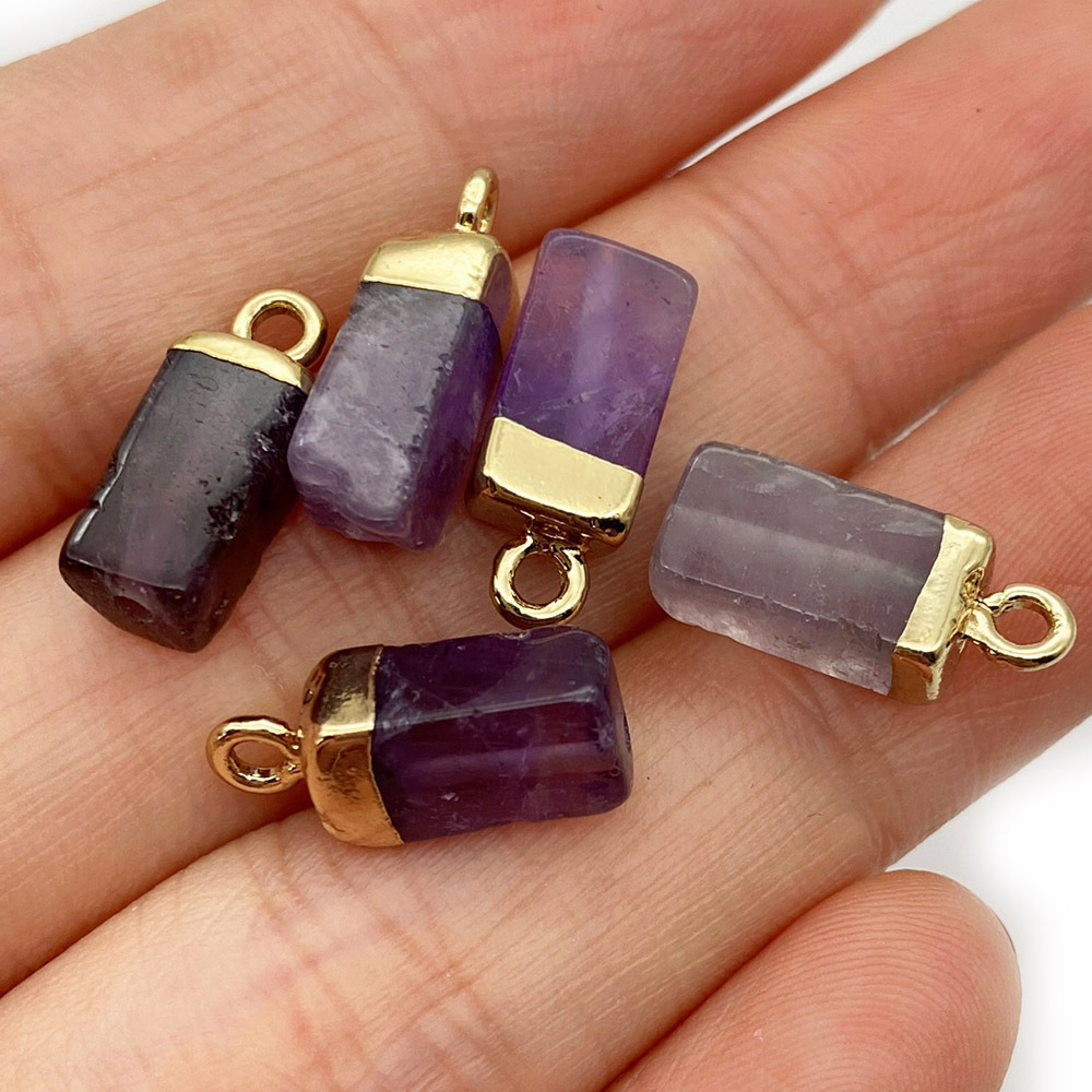 Natural Crystal Stone 6x15mm Rektangelh￤nge Amethyst Tiger Eye Quartz f￶r DIY -halsband￶rh￤ngen smycken Tillbeh￶r