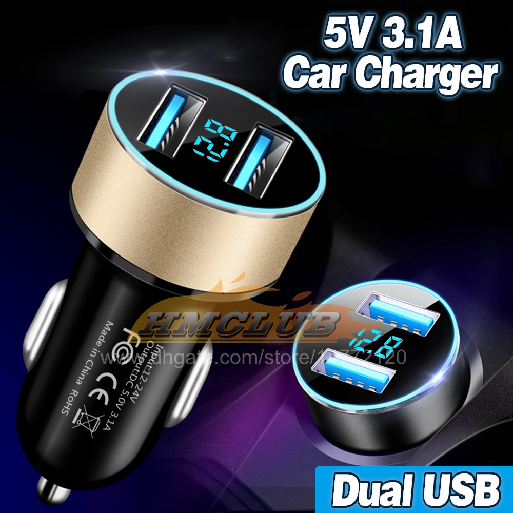 CC363 5V 3.1A شاحن سيارة USB مزدوج محول QC LED DIGANT DISTRACTION DISTRED VOLTMETRO