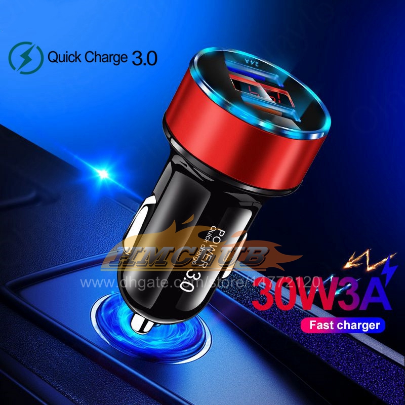 CC386 4.8A Car Charger Mobile Phone Fast Charge For Xiaomi Adapter in Car Quick Charge 4.0 LED Display Dual USB Car Charger Universal