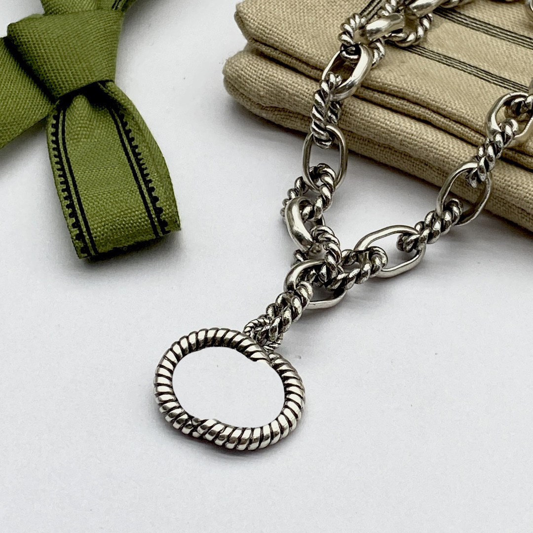 Elegantes letras entrelazadas, collar, conjuntos de joyas, pulseras de diseño, sellos de plata, collares, pulsera colgante para mujer con Box233D
