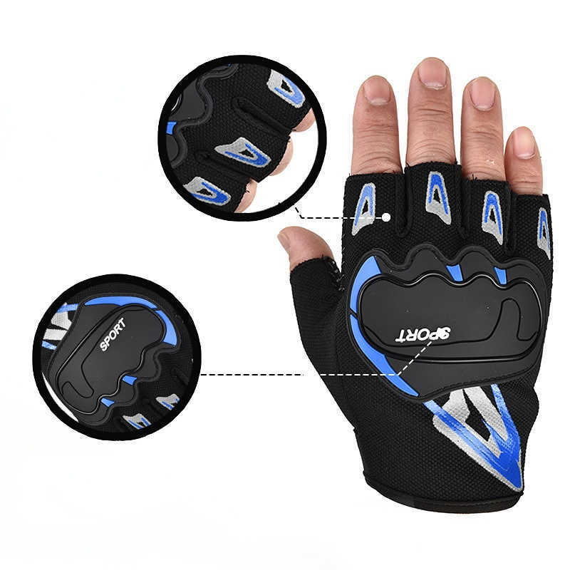 Luvas de ciclismo masculinas Metades de dedo Mãe Proteção à mão de volta Exercício tático esportivo ao ar livre Mulheres femininas