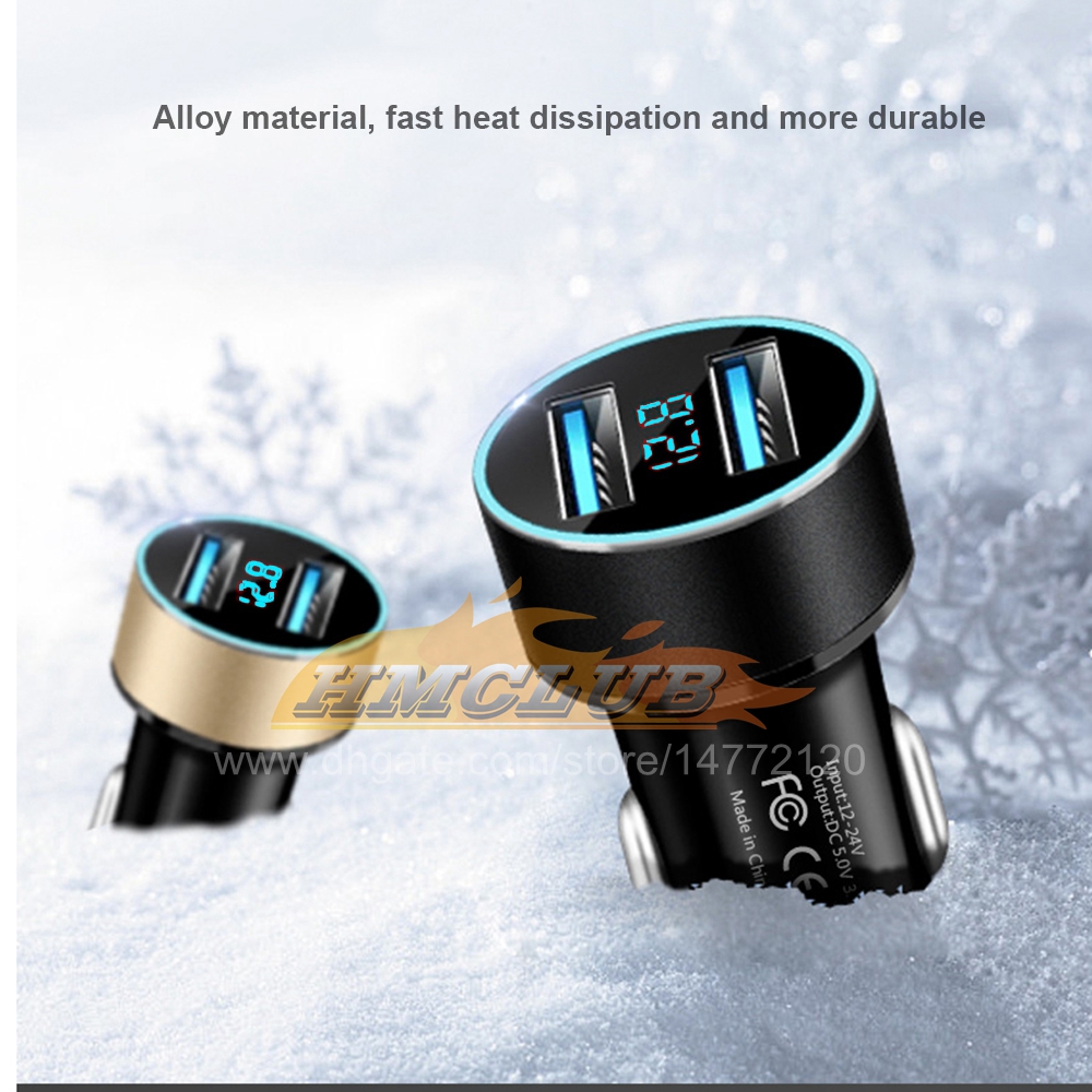 CC363 5V 3.1A Dual USB Car Charger QC Adapter LED Digital Display Voltmeter för iPhone Xiaomi Samsung Huawei Oppo Vivo Mobiltelefon