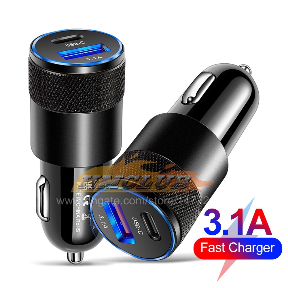 CC390 USB C Car Charger 66W PD Fast Charging Phone Adapter Dual USB Quick Charge 3.0 For iPhone 13 12 Pro Max Xiaomi 12 Phone Chargers