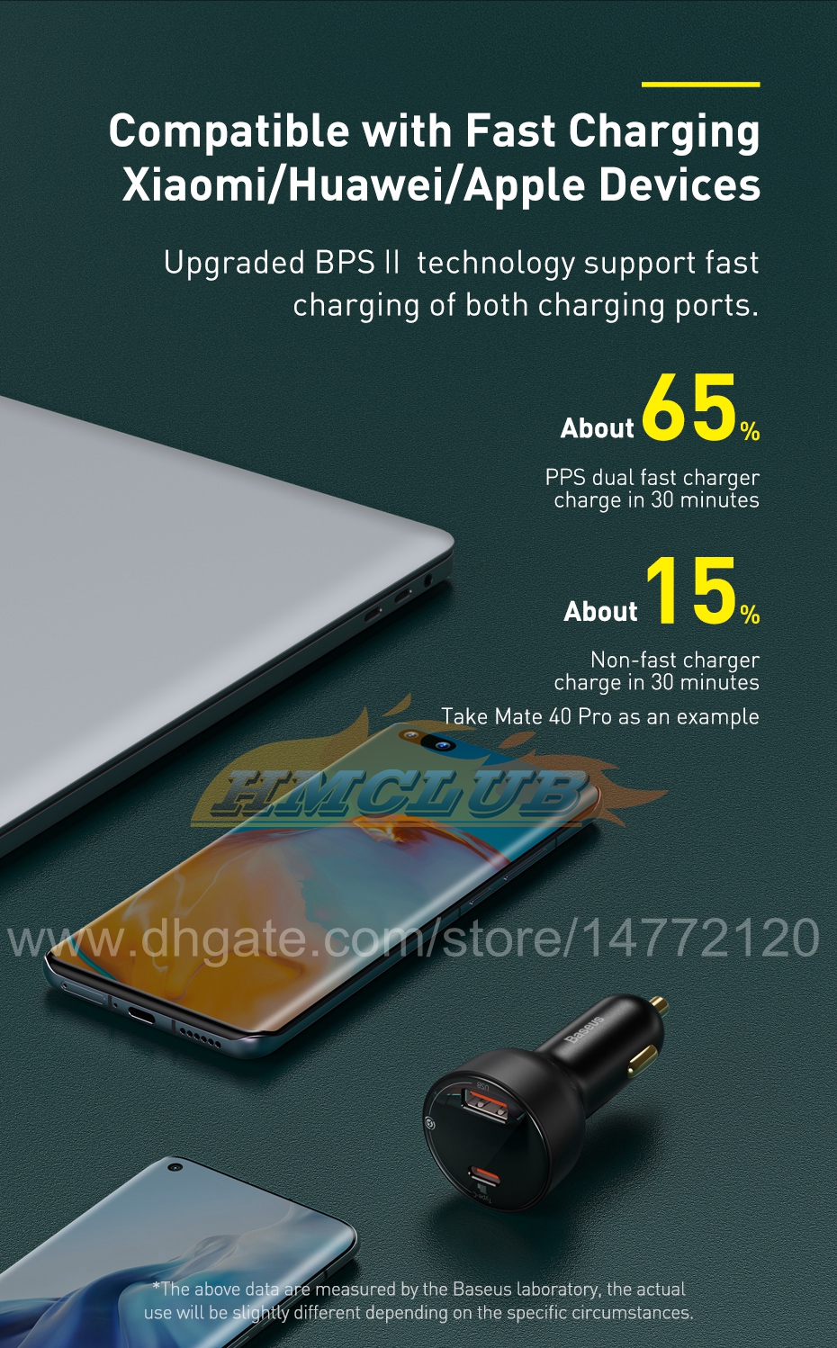 CC291 Wyświetlacz cyfrowy 100W PD Szybka ładowarka samochodowa PPS Dualny port USB Typ Cykty Charge 4.0 3.0 Połącz do iPhone'a