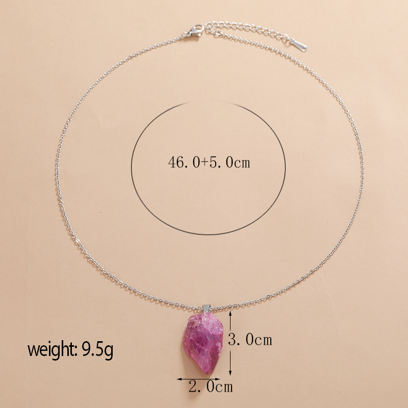 Natural Irregular Rough Raw Fluorite Stone Pendant Healing Crystal Gemstone Stainless Steel Chain Necklace Women Jewelry