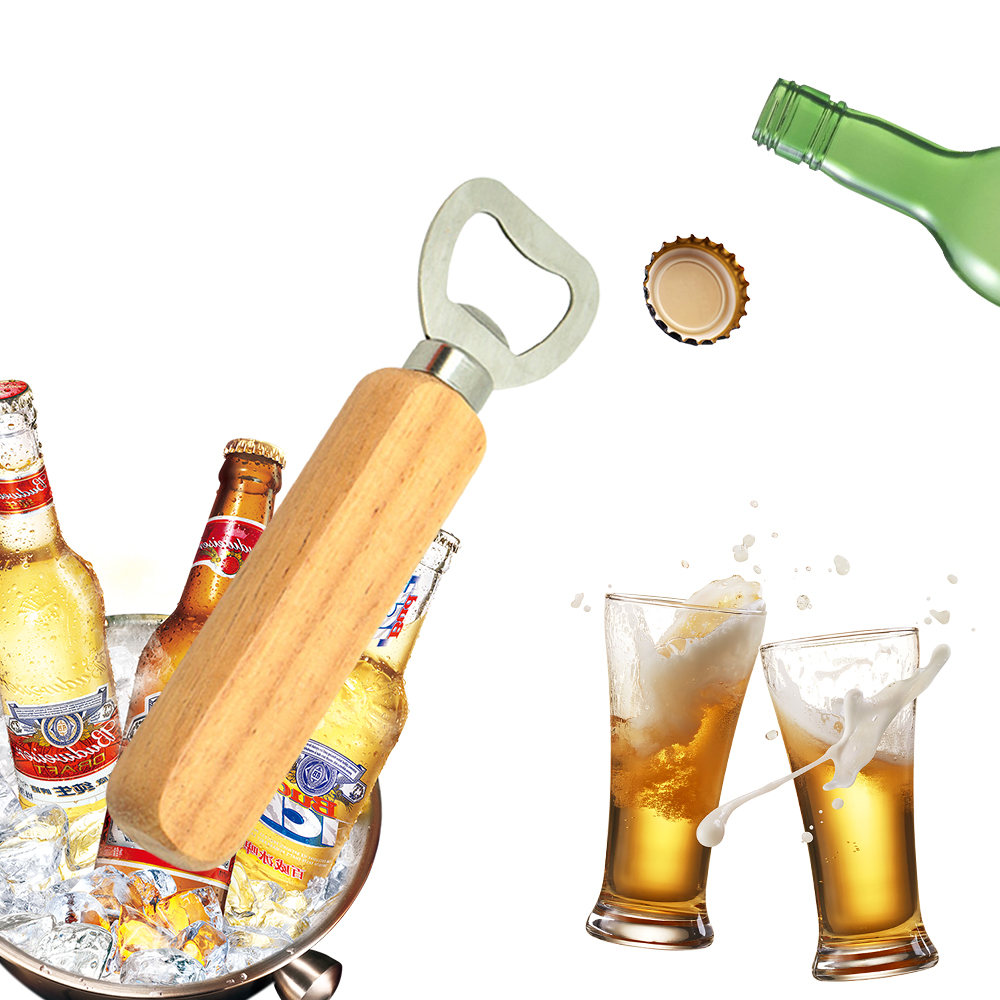 Szqb Openers Wood Handle Handheld Bartender Bottle Opener Wine Beer Soda Glass Cap Kitchen Bar tools