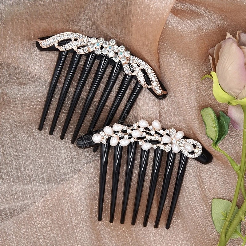 Rhinestone Hair Comb for Women Imitation Pearl Hairpins Girl Vintage Hairpin Wedding Party Headwear Fashion Hair Accessories