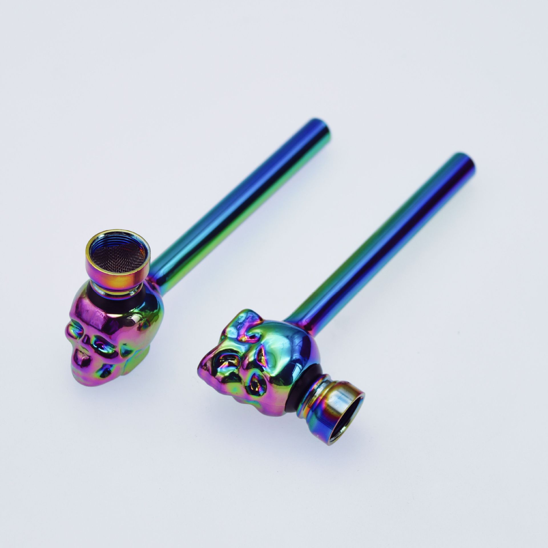 Fashion Smoking Pipes dazzle colorful ice skull glass metal pipe