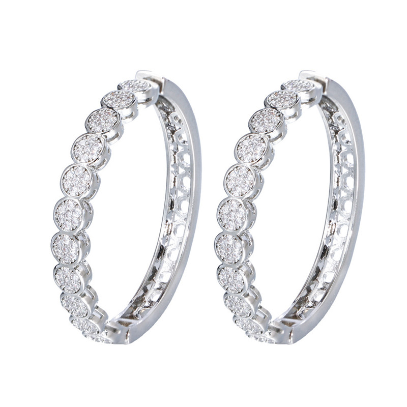 4 cm lyx AAA Cubic Zirconia Circle Designer Hoop ￶rh￤ngen f￶r kvinnor Br￶llopsengagemang 14K Guldpl￤terad koppar￶rh￤ngen Party Valentines Day Jewelry Gift