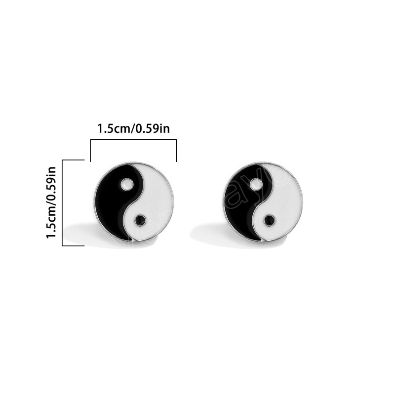 Small Black and White Tai Chi Stud Earrings for Men Trendy Punk Earrings Fashion Jewelry Ear Accessories