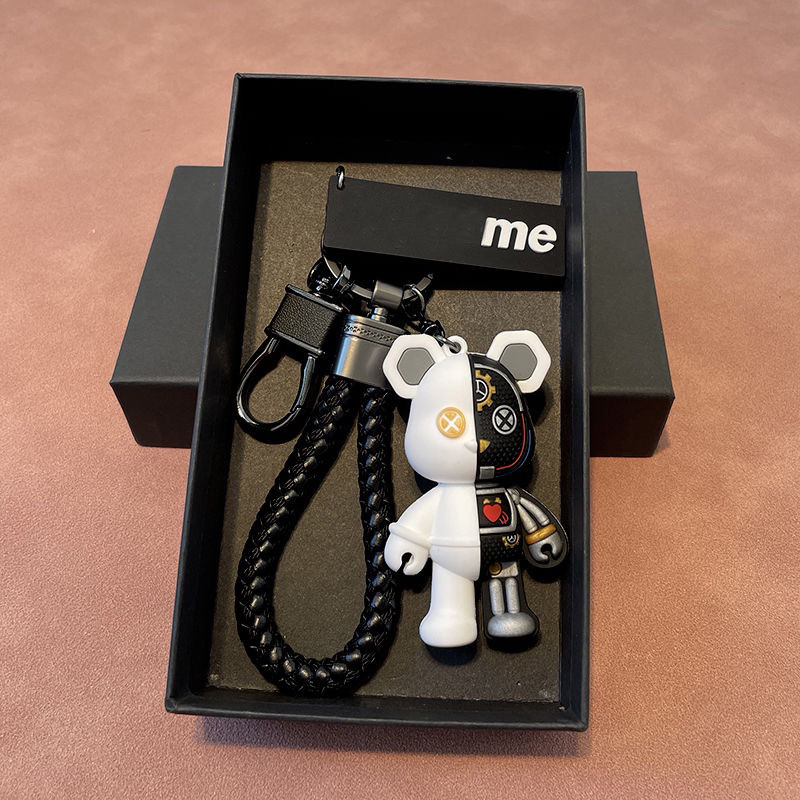 기계식 곰 성격 차 키 체인 귀여운 만화 장난감 캐주얼 커플 키 체인 가방 매달려 브랜드 선물 디자이너 ME213F