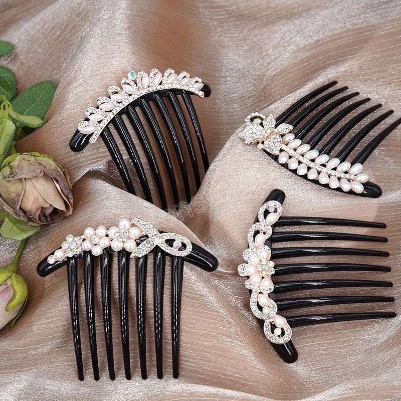 Rhinestone Hair Comb for Women Imitation Pearl Hairpins Girl Vintage Hairpin Wedding Party Headwear Fashion Hair Accessories