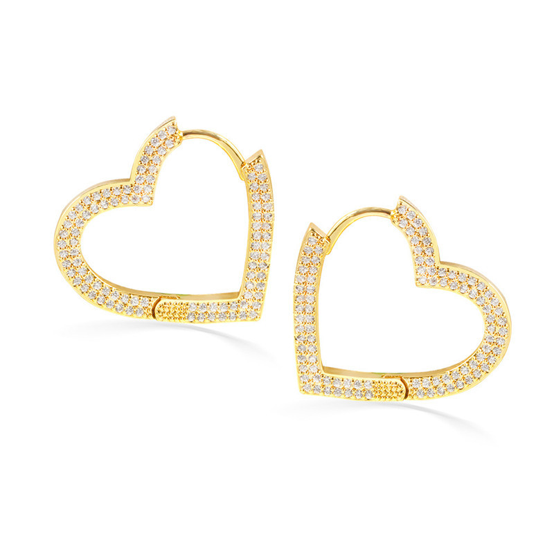 Boucles d'oreilles de cerceau de créateur de coeur de luxe mignon pour femmes filles blanc bleu aaa cubic zirconia 14k plaque d'oreille d'oreille en cuivre fête de la Saint-Valentin