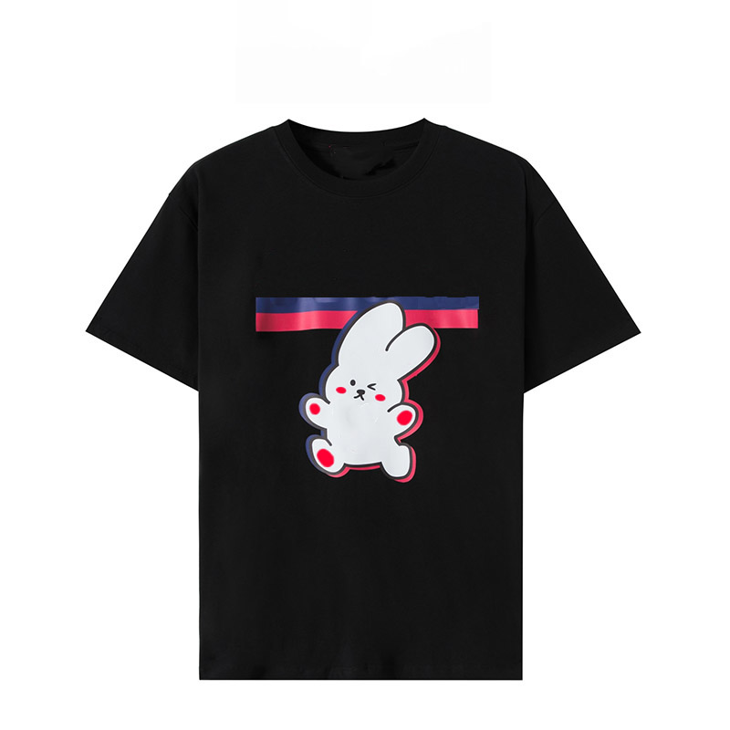 Camisetas Masculinas Tingidas 100% Algodão Estampadas Little White Rabbit 23 ss Novo Estilo Manga Curta 49390