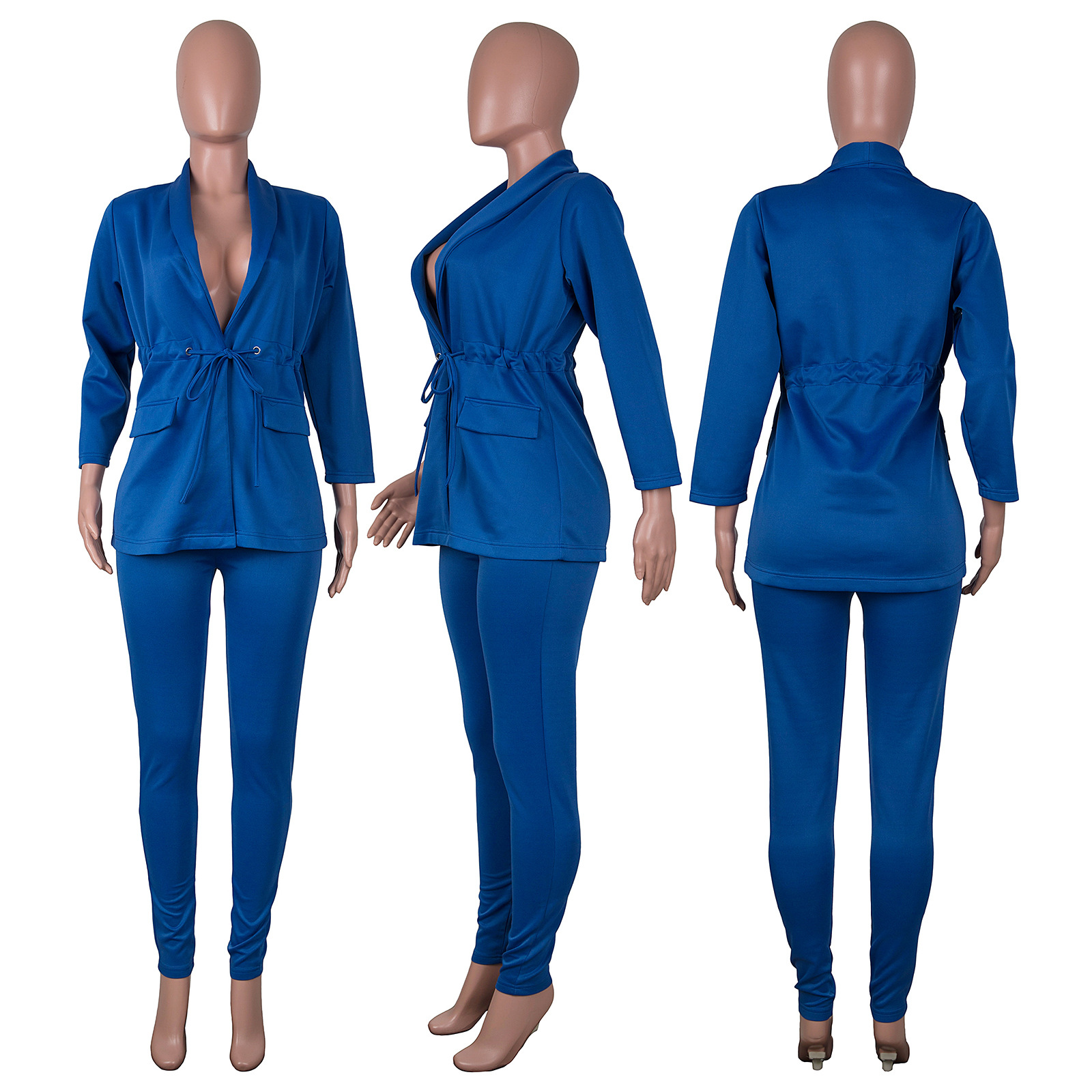 Slim Soild Costumes Casual Blazers Ensembles Femmes Deux Pièces Tenues Ensemble Porte Des Survêtements Féminins Navire Libre