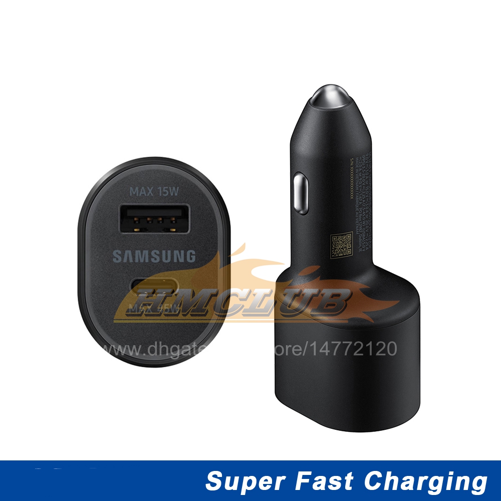 CC301 Pour SAMSUNG 45W 15W Chargeur de voiture en métal d'origine QC4.0 / 3.0 USB Type-C PD Chargeurs rapides adaptatifs pour Galaxy S10 S21 / 22 Note20 A90 5G