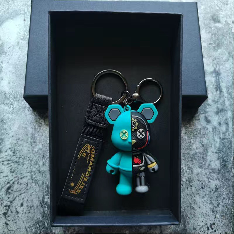 Mechanical Bear Personality Car Keychains Cute Cartoon Toy Casual Couple Key Chain Bag Hanging Brand Gift Designer Keychain For Me213F