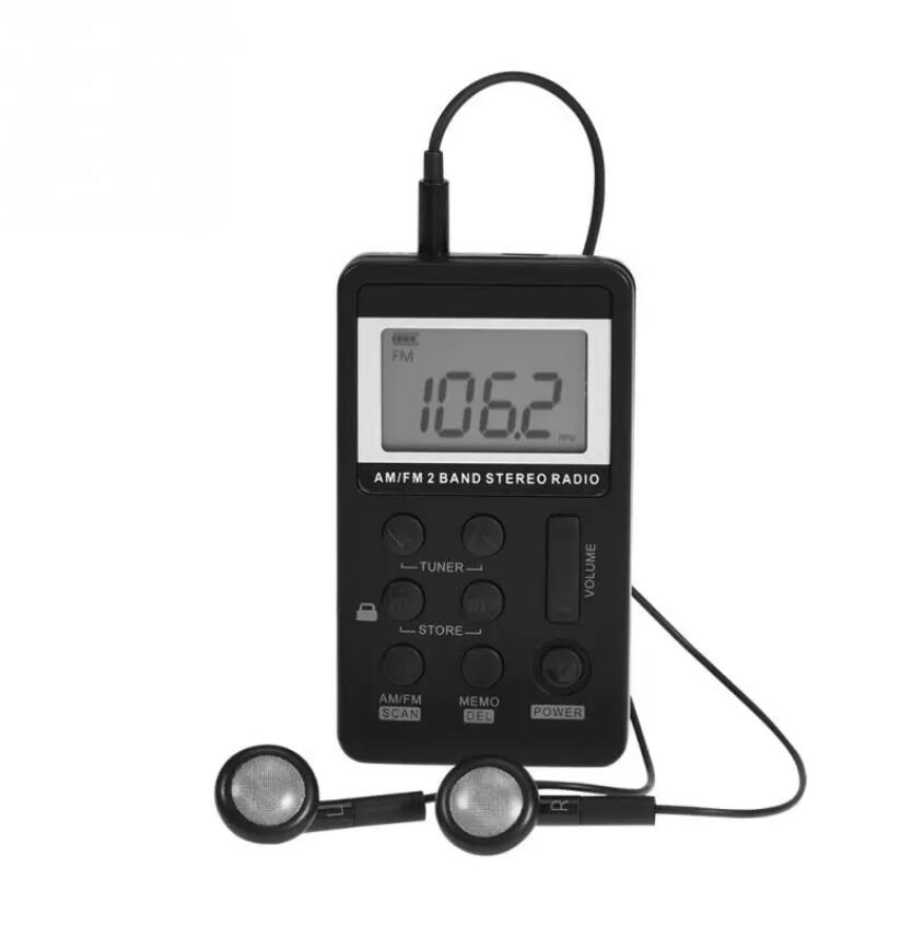 Hanrongda Portable Mini Digital Radio Streaming AM FM Dual Band Stereo Pocket Mottagare med Battery LCD Display Earphone HRD-103