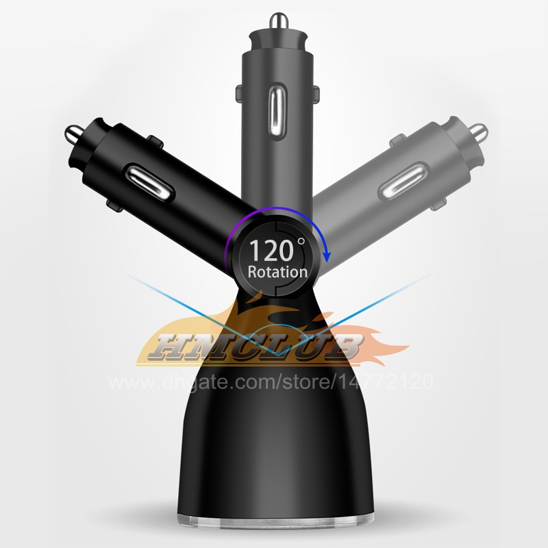 CC377 Carregador de carro Dual USB QC3 Adaptador de rota￧￣o de carga r￡pida QC 3.0 2 Via Power Scocket Display LED carregamento para iPhone XR XS