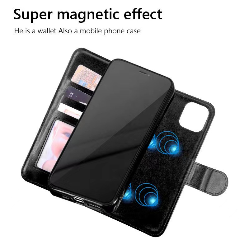 Casos de telefonia de couro da carteira de couro Magnetic 2in1 Caso de capa destacável para iPhone 14 13 12 11 Pro xs max 7 8 Samsung S22 S21 S20 Ultra Note 20 Note10 S10 Plus