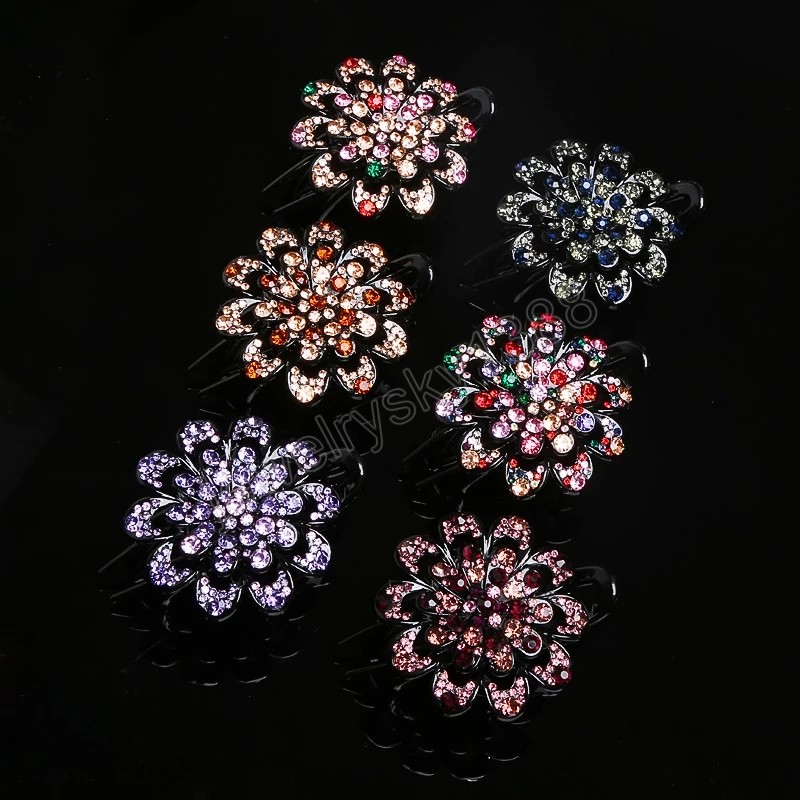 Vrouwen Haar Claw Clip Rhinestone Flower Barrettes Fashion Hair Accessoires Crystal Retro Hairspin Ponytail Headwar